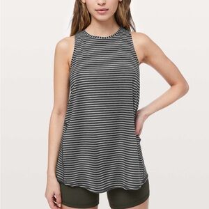 Lululemon All Tied Up Tank Top High-Neck Open-Back Women’s 2 Black/White Stripes